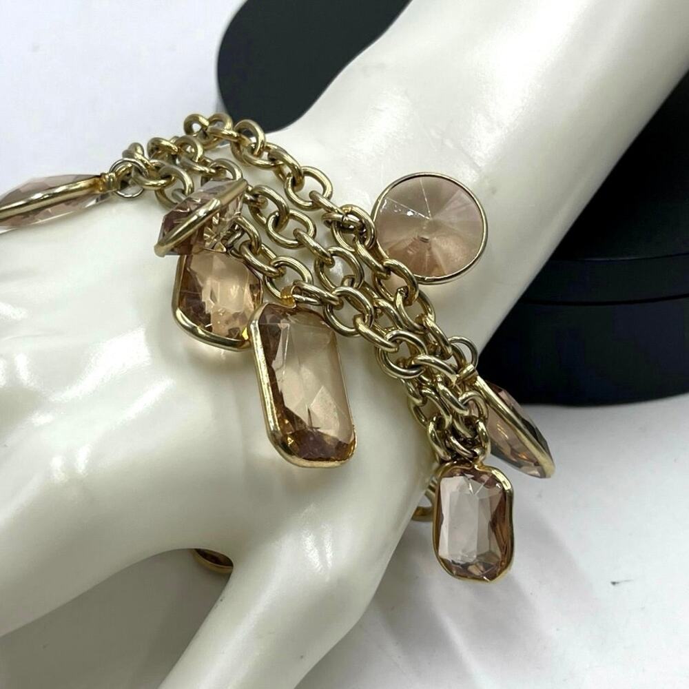J. Crew Multi-shaped Topaz‎ Faceted Rhinestone Cluster Dangle Bracelet
